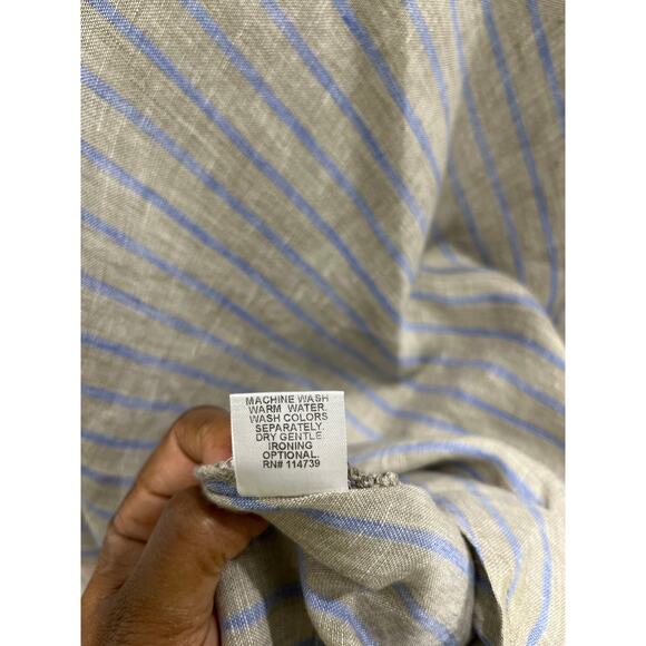 Flax 100% Linen Striped Tank Mini Dress Sz L - Picture 4 of 6